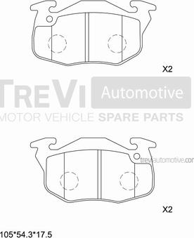 Trevi Automotive PF1570 - Bremžu uzliku kompl., Disku bremzes autodraugiem.lv