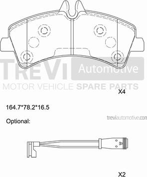 Trevi Automotive PF1645 - Bremžu uzliku kompl., Disku bremzes autodraugiem.lv