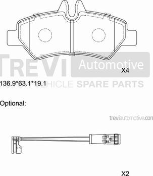 Trevi Automotive PF1646 - Bremžu uzliku kompl., Disku bremzes autodraugiem.lv