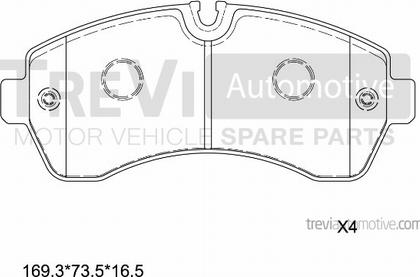 Trevi Automotive PF1643 - Bremžu uzliku kompl., Disku bremzes autodraugiem.lv