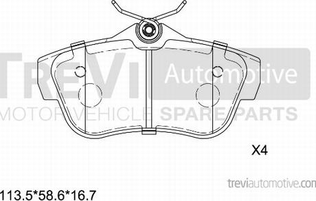 Trevi Automotive PF1642 - Bremžu uzliku kompl., Disku bremzes autodraugiem.lv