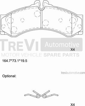 Trevi Automotive PF1647 - Bremžu uzliku kompl., Disku bremzes autodraugiem.lv