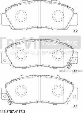 Trevi Automotive PF1604 - Bremžu uzliku kompl., Disku bremzes autodraugiem.lv