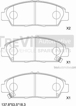 Trevi Automotive PF1603 - Bremžu uzliku kompl., Disku bremzes autodraugiem.lv