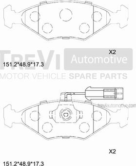 Trevi Automotive PF1602 - Bremžu uzliku kompl., Disku bremzes autodraugiem.lv