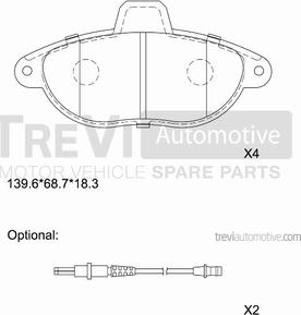 Trevi Automotive PF1617 - Bremžu uzliku kompl., Disku bremzes autodraugiem.lv