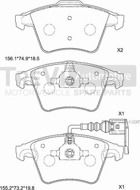 Trevi Automotive PF1638 - Bremžu uzliku kompl., Disku bremzes autodraugiem.lv