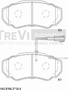 Trevi Automotive PF1628 - Bremžu uzliku kompl., Disku bremzes autodraugiem.lv