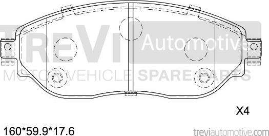 Trevi Automotive PF1673 - Bremžu uzliku kompl., Disku bremzes autodraugiem.lv