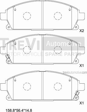 Trevi Automotive PF1046 - Bremžu uzliku kompl., Disku bremzes autodraugiem.lv