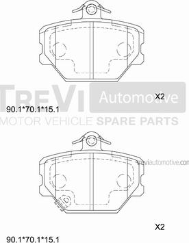 Trevi Automotive PF1043 - Bremžu uzliku kompl., Disku bremzes autodraugiem.lv