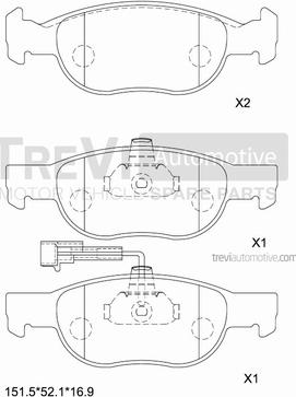 Trevi Automotive PF1042 - Bremžu uzliku kompl., Disku bremzes autodraugiem.lv