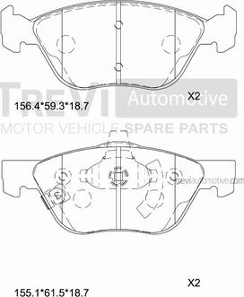 Trevi Automotive PF1054 - Bremžu uzliku kompl., Disku bremzes autodraugiem.lv