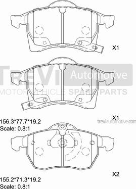 Trevi Automotive PF1053 - Bremžu uzliku kompl., Disku bremzes autodraugiem.lv