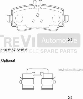 Trevi Automotive PF1057 - Bremžu uzliku kompl., Disku bremzes autodraugiem.lv