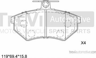 Trevi Automotive PF1060 - Bremžu uzliku kompl., Disku bremzes autodraugiem.lv