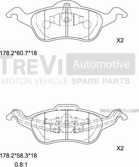 Trevi Automotive PF1061 - Bremžu uzliku kompl., Disku bremzes autodraugiem.lv