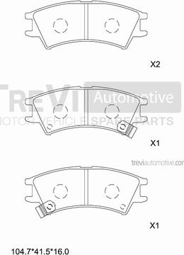 Trevi Automotive PF1067 - Bremžu uzliku kompl., Disku bremzes autodraugiem.lv