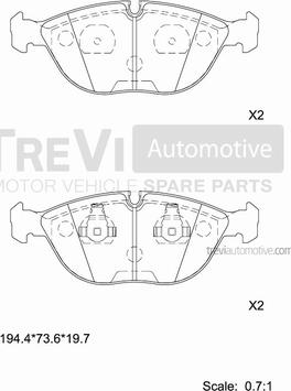 Trevi Automotive PF1000 - Bremžu uzliku kompl., Disku bremzes autodraugiem.lv