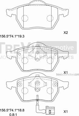 Trevi Automotive PF1014 - Bremžu uzliku kompl., Disku bremzes autodraugiem.lv