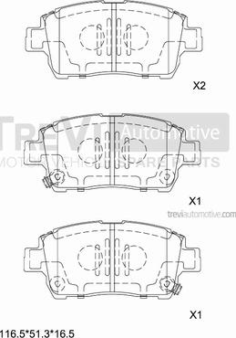 Trevi Automotive PF1081 - Bremžu uzliku kompl., Disku bremzes autodraugiem.lv