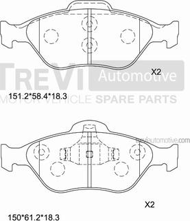 Trevi Automotive PF1083 - Bremžu uzliku kompl., Disku bremzes autodraugiem.lv