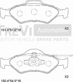 Trevi Automotive PF1082 - Bremžu uzliku kompl., Disku bremzes autodraugiem.lv