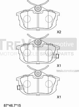 Trevi Automotive PF1027 - Bremžu uzliku kompl., Disku bremzes autodraugiem.lv