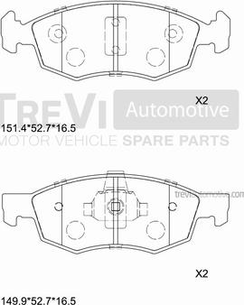 Trevi Automotive PF1076 - Bremžu uzliku kompl., Disku bremzes autodraugiem.lv