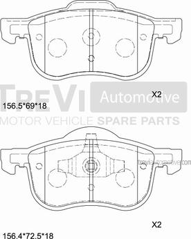 Trevi Automotive PF1078 - Bremžu uzliku kompl., Disku bremzes autodraugiem.lv