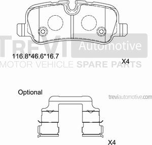 Trevi Automotive PF1190 - Bremžu uzliku kompl., Disku bremzes autodraugiem.lv