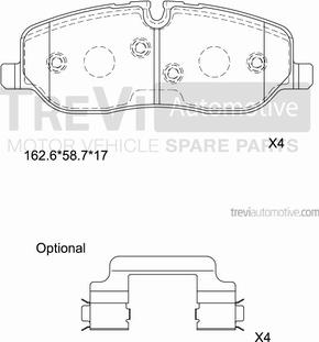 Trevi Automotive PF1191 - Bremžu uzliku kompl., Disku bremzes autodraugiem.lv