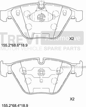 Trevi Automotive PF1198 - Bremžu uzliku kompl., Disku bremzes autodraugiem.lv