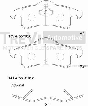 Trevi Automotive PF1147 - Bremžu uzliku kompl., Disku bremzes autodraugiem.lv