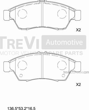 Trevi Automotive PF1155 - Bremžu uzliku kompl., Disku bremzes autodraugiem.lv