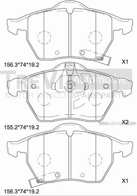 Trevi Automotive PF1156 - Bremžu uzliku kompl., Disku bremzes autodraugiem.lv