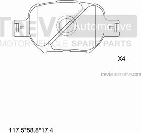 Trevi Automotive PF1150 - Bremžu uzliku kompl., Disku bremzes autodraugiem.lv