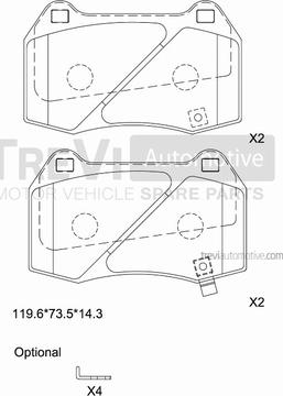 Trevi Automotive PF1166 - Bremžu uzliku kompl., Disku bremzes autodraugiem.lv