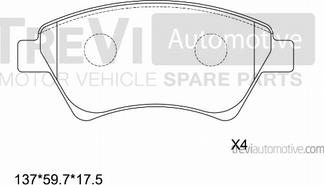 Trevi Automotive PF1161 - Bremžu uzliku kompl., Disku bremzes autodraugiem.lv