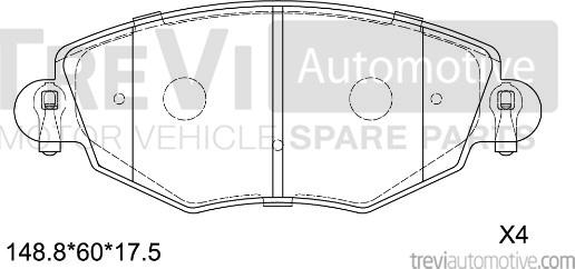 Trevi Automotive PF1101 - Bremžu uzliku kompl., Disku bremzes autodraugiem.lv