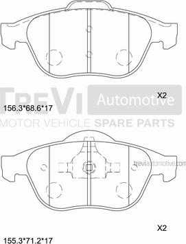 Trevi Automotive PF1107 - Bremžu uzliku kompl., Disku bremzes autodraugiem.lv