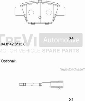 Trevi Automotive PF1119 - Bremžu uzliku kompl., Disku bremzes autodraugiem.lv