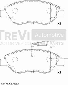 Trevi Automotive PF1118 - Bremžu uzliku kompl., Disku bremzes autodraugiem.lv