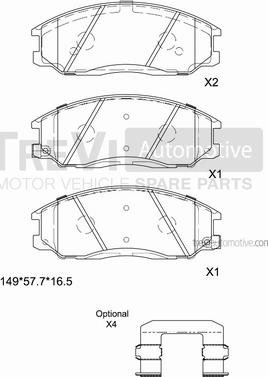 Trevi Automotive PF1188 - Bremžu uzliku kompl., Disku bremzes autodraugiem.lv