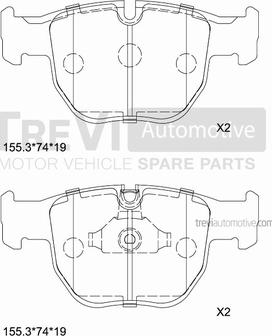 Trevi Automotive PF1183 - Bremžu uzliku kompl., Disku bremzes autodraugiem.lv