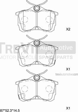 Trevi Automotive PF1139 - Bremžu uzliku kompl., Disku bremzes autodraugiem.lv