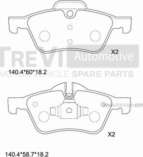 Trevi Automotive PF1134 - Bremžu uzliku kompl., Disku bremzes autodraugiem.lv