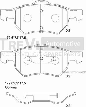 Trevi Automotive PF1123 - Bremžu uzliku kompl., Disku bremzes autodraugiem.lv