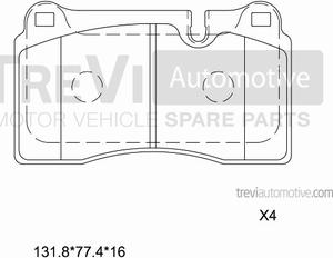 Trevi Automotive PF1342 - Bremžu uzliku kompl., Disku bremzes autodraugiem.lv