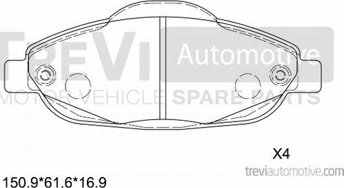 Trevi Automotive PF1360 - Bremžu uzliku kompl., Disku bremzes autodraugiem.lv